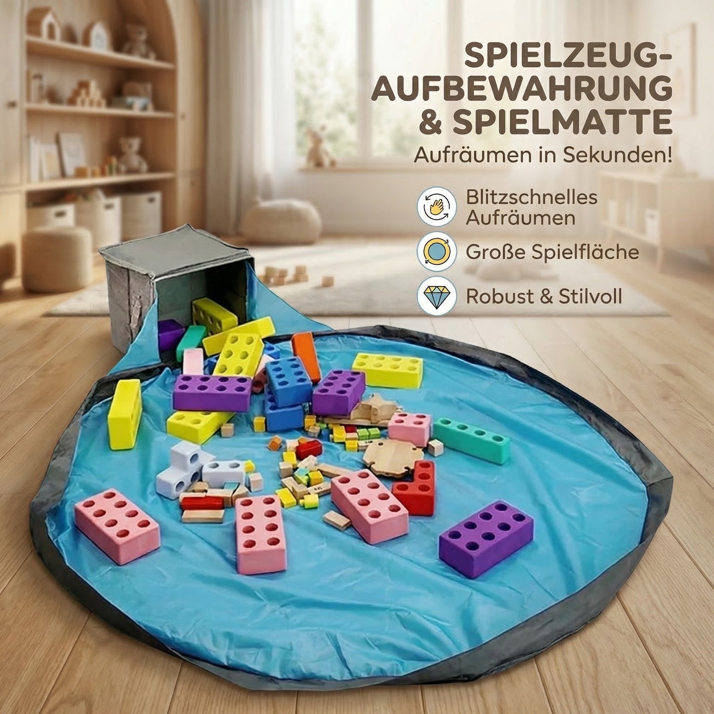 2-in-1 Spielzeugbox & Spielmatte
