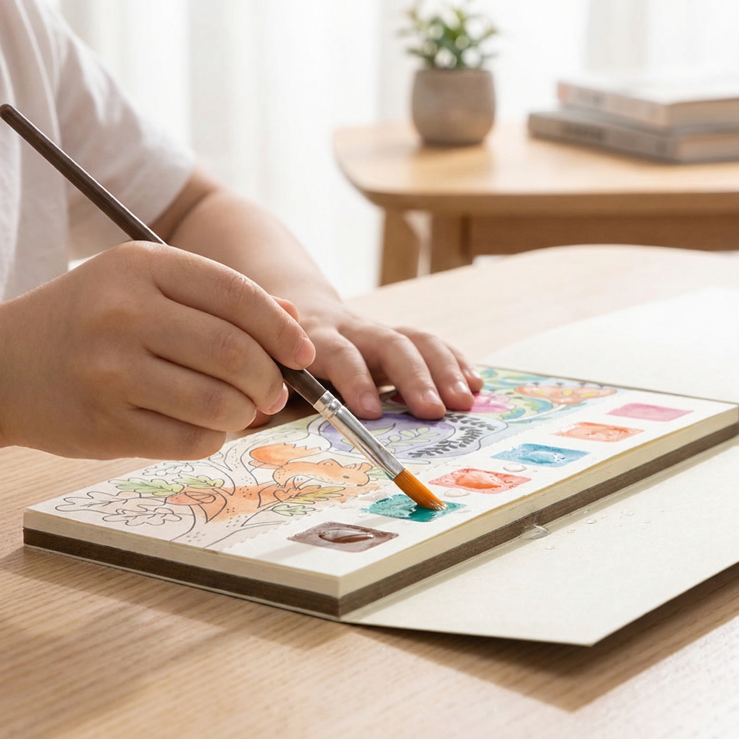 Malbuch mit integrierter Aquarellfarbe