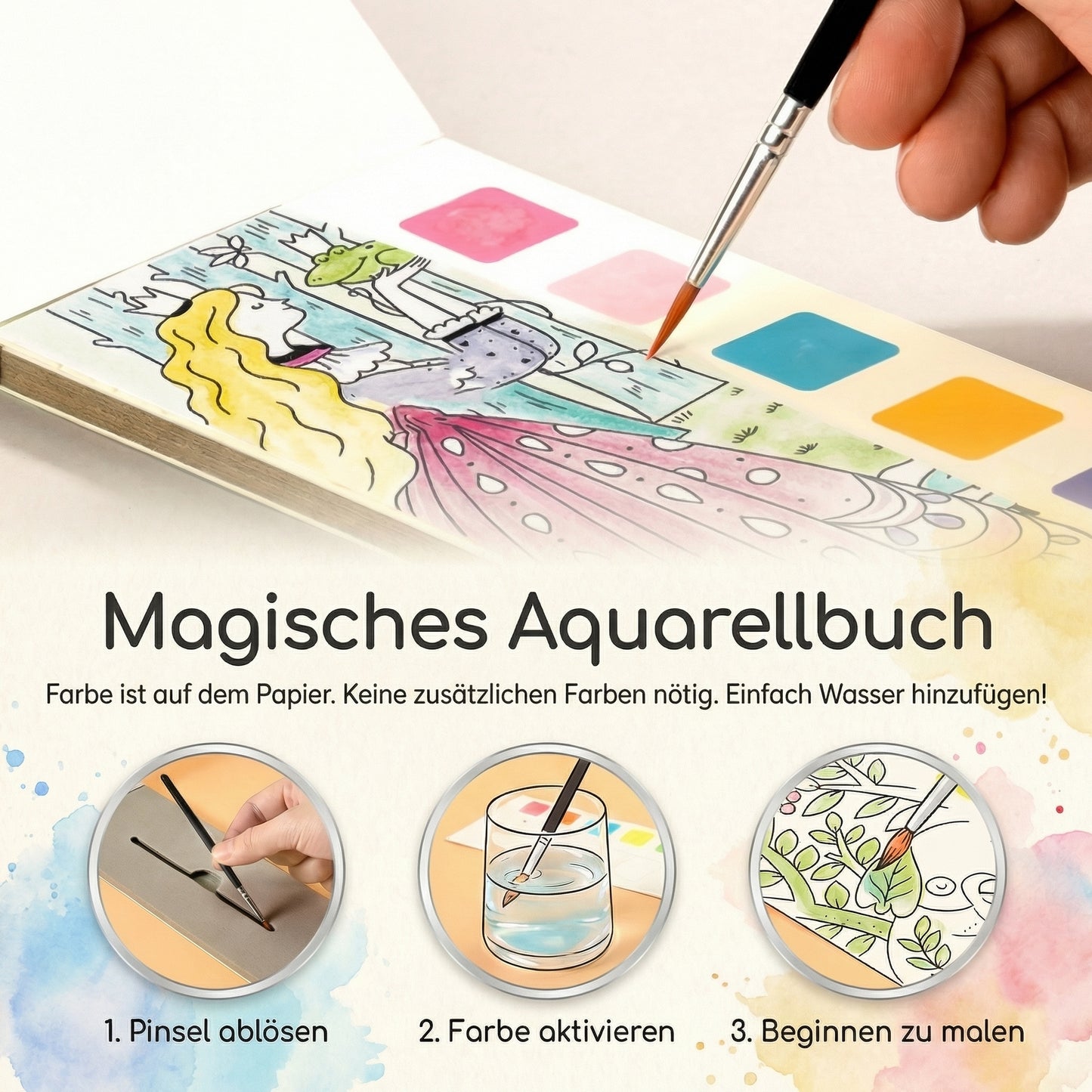 Malbuch mit integrierter Aquarellfarbe